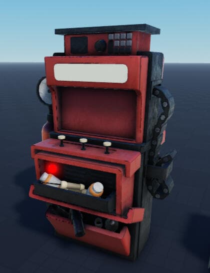Stylised red supply dispenser prop render