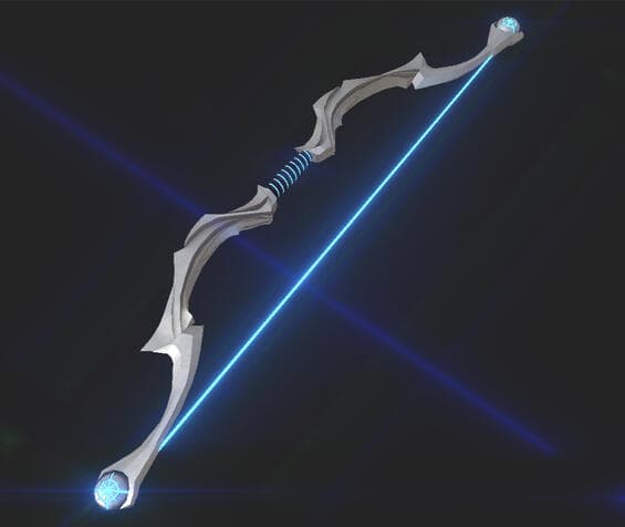 Energy bow weapon with a blue light string