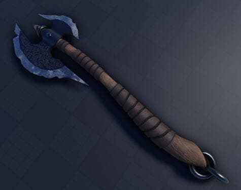 Fantasy battle axe with blue head render