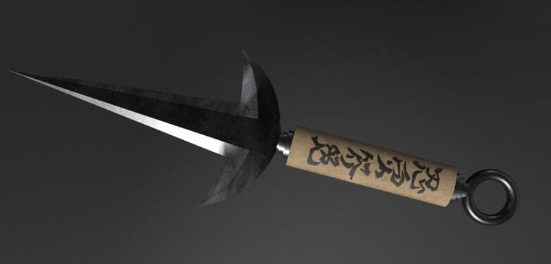 Kunai with engraved handle render